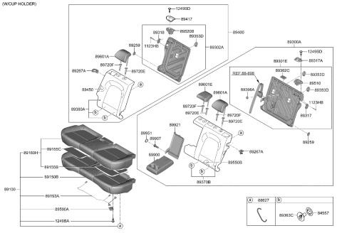 2022 Hyundai Kona Covering Assembly-RR Seat Cushion Diagram for 89160-J9100-RUV