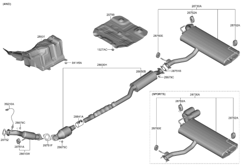 2022 Hyundai Kona Muffler & Exhaust Pipe Diagram 2