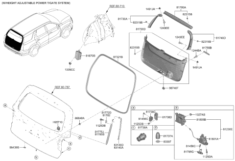 2023 Hyundai Palisade TRIM ASSY-TAIL GATE LWR Diagram for 81710-S8100-NNB