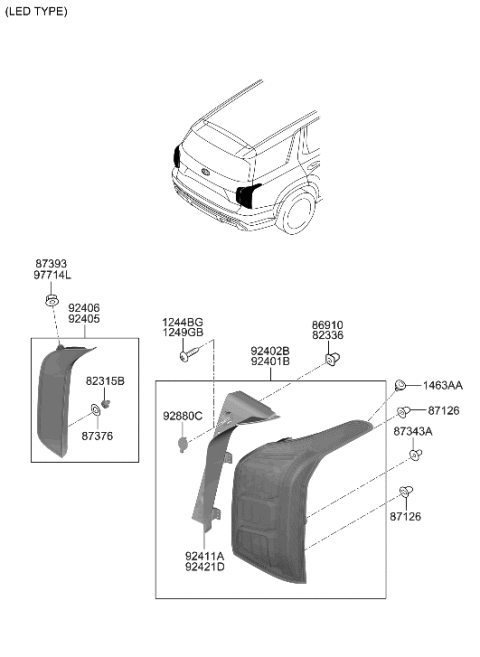 2023 Hyundai Palisade CAP-RR GARNISH,UPR Diagram for 87378-S8000