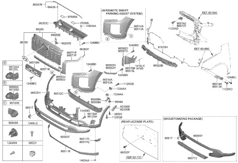 2023 Hyundai Sonata CAP-FRONT HOOK Diagram for 86517-S8ZA0