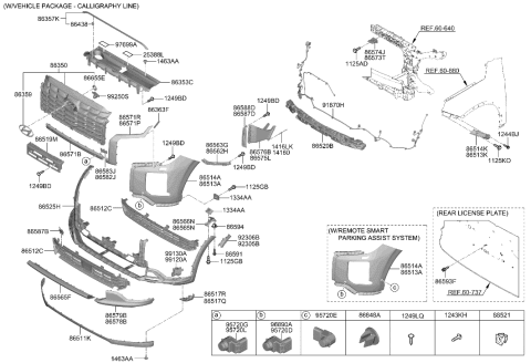 2023 Hyundai Palisade ULTRASONIC SENSOR ASSY-P.A.S Diagram for 99310-S8500-T2X