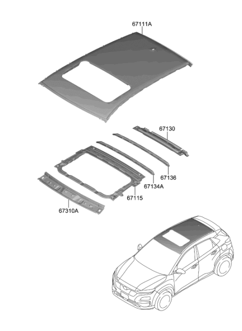 2020 Hyundai Kona Electric Roof Panel Diagram 2