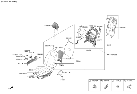 2020 Hyundai Kona Electric Frame Assembly-FR Seat Back RH Diagram for 88410-K4060