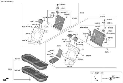 2020 Hyundai Kona Electric Rear Seat Cushion Covering Assembly Diagram for 89160-K4100-SVE