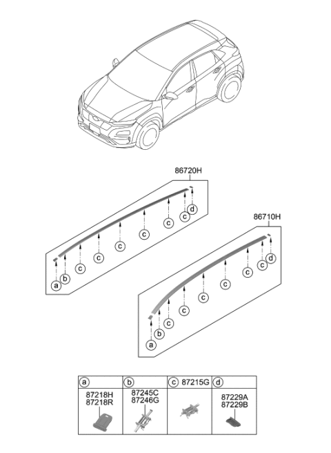 2021 Hyundai Kona Electric Roof Garnish & Rear Spoiler Diagram 1