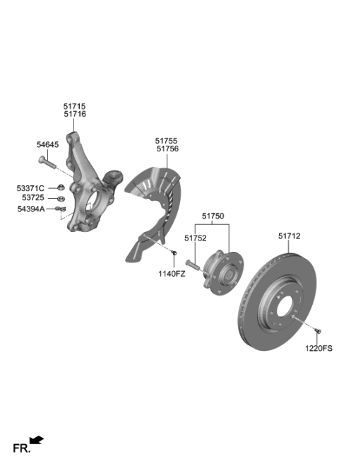 2020 Hyundai Kona Electric Knuckle-Front Axle,RH Diagram for 51711-K4000