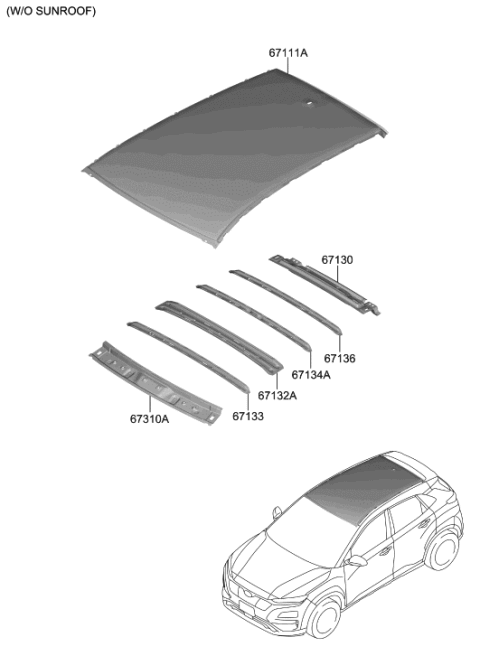 2020 Hyundai Kona Electric Roof Panel Diagram 1