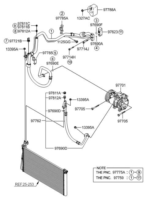 2010 Hyundai Sonata Compressor Assembly Diagram for 97701-3K425