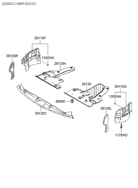 2008 Hyundai Sonata Cover Assembly-Side,LH Diagram for 29110-3K150