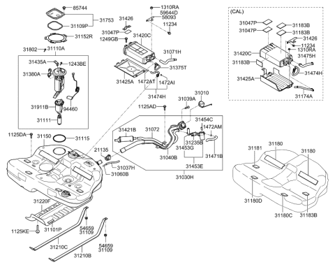 2010 Hyundai Sonata Fuel Filter Assembly Diagram for 31911-09000