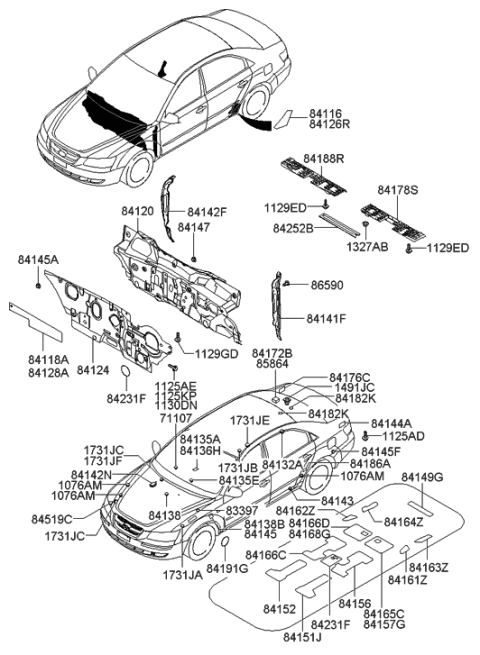 2008 Hyundai Sonata Pad-Antivibration Quarter Outer,RH Diagram for 84176-33000