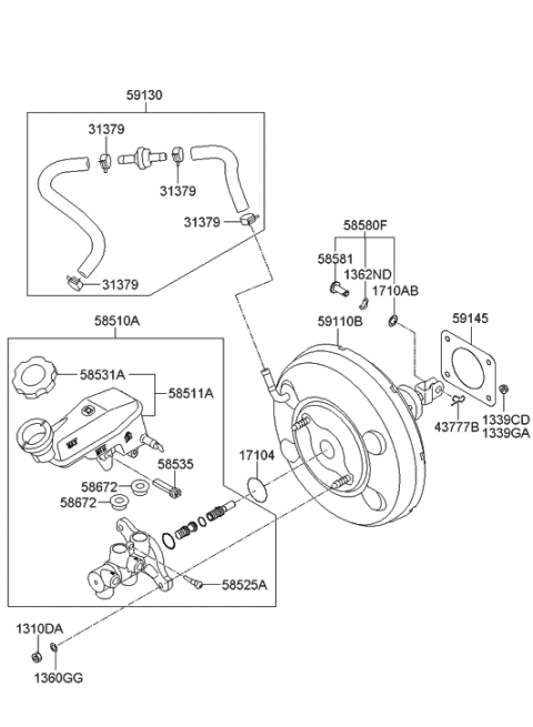 2012 Hyundai Elantra Cylinder Assembly-Brake Master Diagram for 58510-3X400