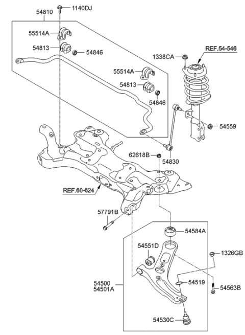 2013 Hyundai Elantra Front Suspension Control Arm Diagram