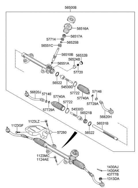 2011 Hyundai Elantra End Assembly-Tie Rod,LH Diagram for 56820-3X000