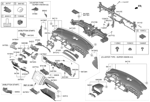 2023 Hyundai Tucson Panel Assembly-C/PAD UPR Pass Side Diagram for 84787-N9AA0-NNB