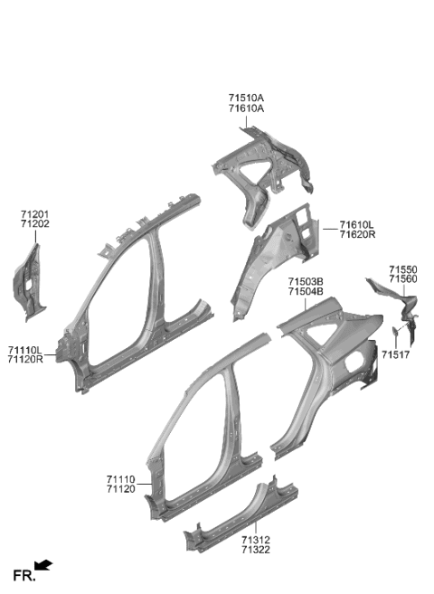 2023 Hyundai Tucson Side Body Panel Diagram