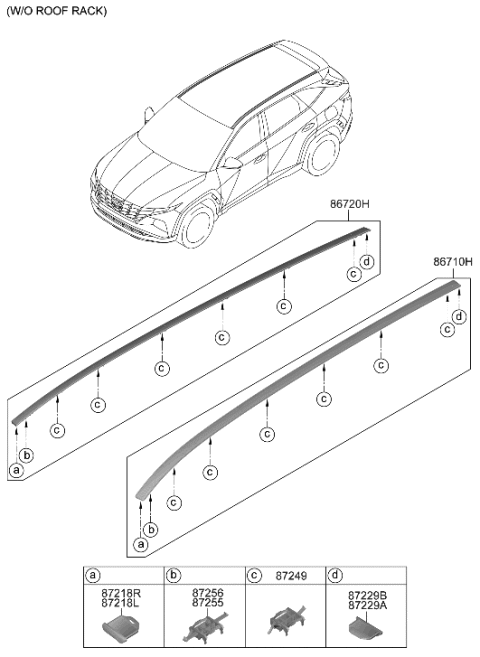 2022 Hyundai Tucson Moulding Assembly-Roof,LH Diagram for 87230-N9000