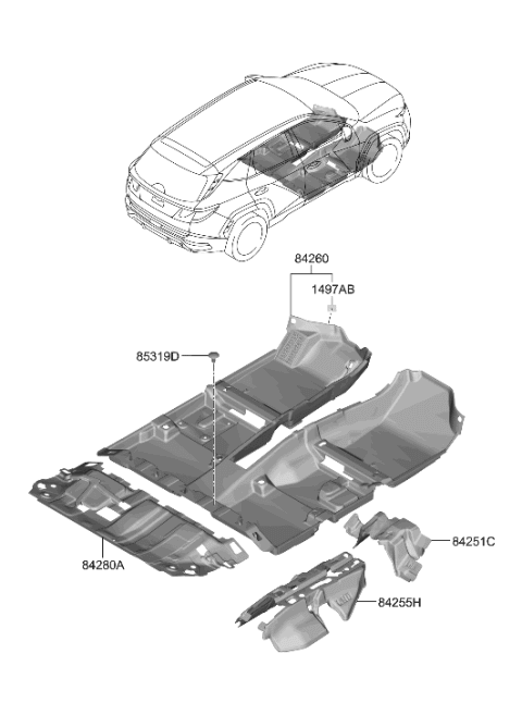 2023 Hyundai Tucson Carpet Assembly-Floor Diagram for 84260-N9000-NNB