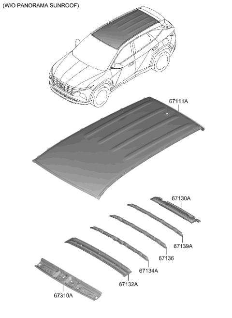 2023 Hyundai Tucson Rail Assembly-Roof RR Diagram for 67131-N9000