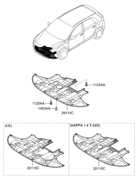 2020 Hyundai Elantra GT Under Cover Diagram