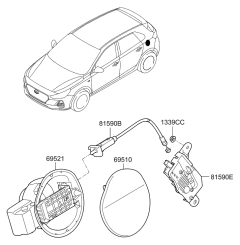 2020 Hyundai Elantra GT Fuel Filler Door Diagram