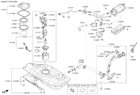 2020 Hyundai Elantra GT Valve Assembly-2 Way & Cut Diagram for 31190-3X000