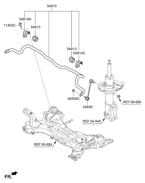 2019 Hyundai Elantra GT Front Suspension Control Arm Diagram