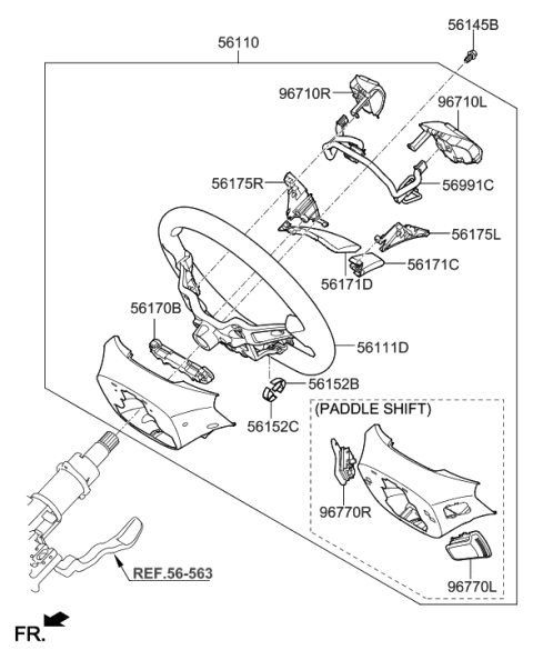 2019 Hyundai Elantra GT Steering Remote Control Switch Assembly, Right Diagram for 96720-G3010-PMP