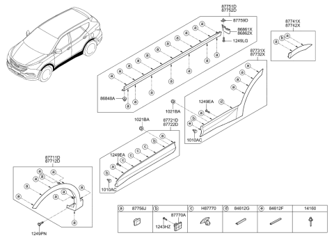 2018 Hyundai Santa Fe Sport Garnish Assembly-Rear Door Side LH Diagram for 87731-4Z000