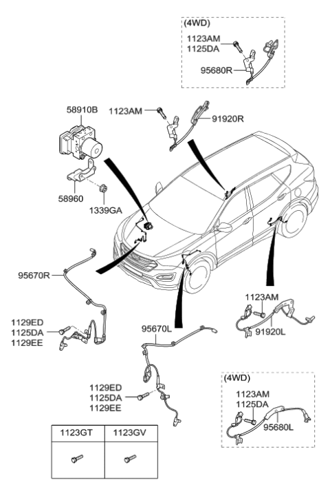 2016 Hyundai Santa Fe Sport Cable Assembly-ABS.EXT,LH Diagram for 91920-2W000