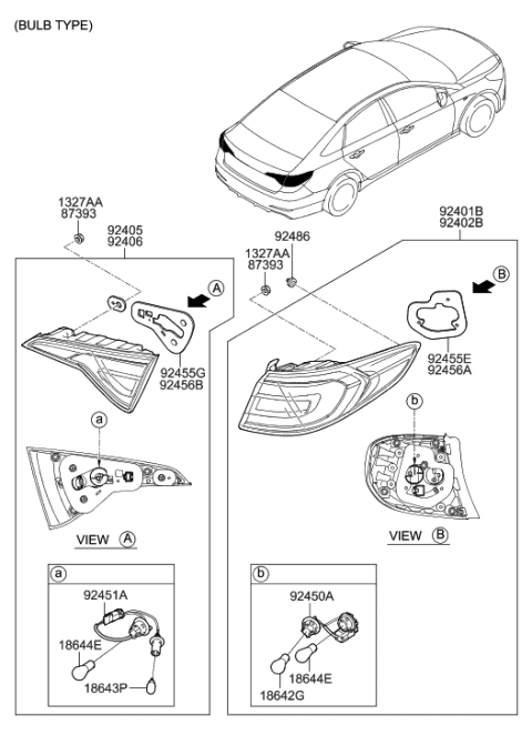 2017 Hyundai Sonata Lamp Assembly-Rear Combination Outside,RH Diagram for 92402-C2000