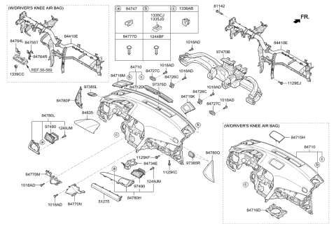 2017 Hyundai Sonata Crash Pad Diagram 1