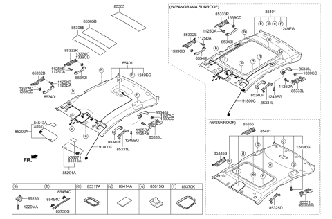 2017 Hyundai Sonata Sun Visor Assembly, Right Diagram for 85202-C2500-TTX