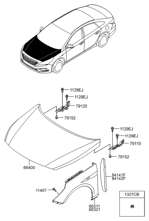 2016 Hyundai Sonata Panel Assembly-Hood Diagram for 66400-C2000