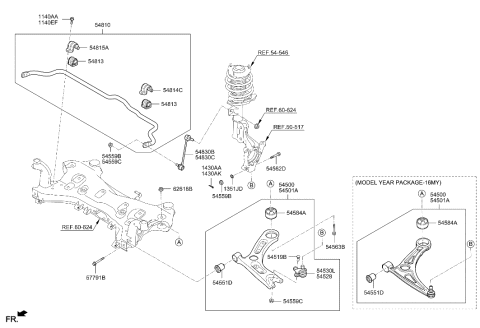 2015 Hyundai Sonata Arm Complete-Front Lower,LH Diagram for 54500-C1000