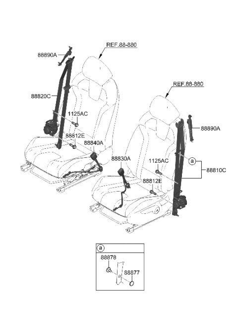 2008 Hyundai Accent Buckle Assembly-FR S/BELT,LH Diagram for 88830-AA500-YFR