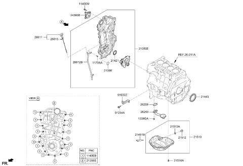 2023 Hyundai Elantra Belt Cover & Oil Pan Diagram