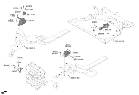 2023 Hyundai Elantra Engine & Transaxle Mounting Diagram