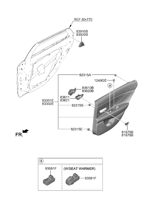 2021 Hyundai Elantra Cover Assembly-RR Dr Delta INR,RH Diagram for 83940-AA000-4X