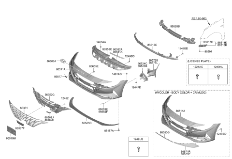 2023 Hyundai Elantra Cover-FR Bumper Diagram for 86511-AA010