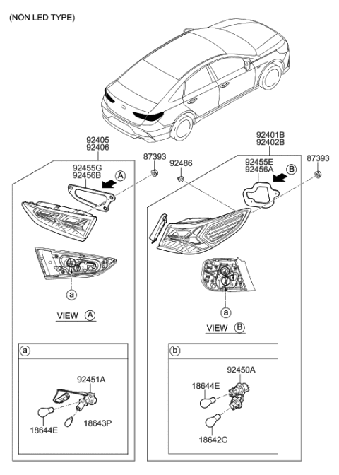 2018 Hyundai Sonata Lamp Assembly-Rear Combination Inside,RH Diagram for 92404-C2600