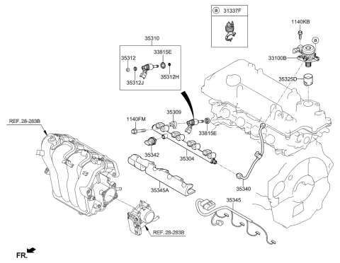 2019 Hyundai Sonata Clip-Fuel Injector Diagram for 35309-04AA0