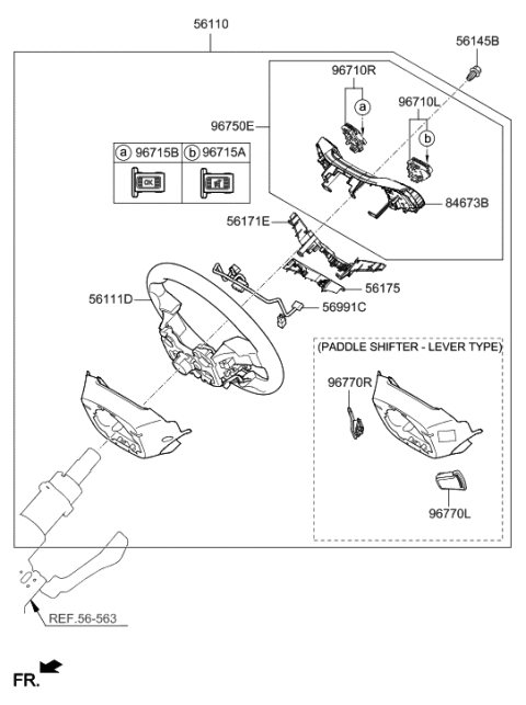 2018 Hyundai Sonata Steering Remote Control Switch Assembly, Right Diagram for 96700-C1720