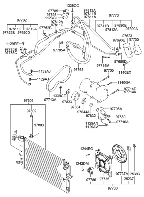 2005 Hyundai Tiburon Bracket-Tension Pulley Mounting Diagram for 97705-29000