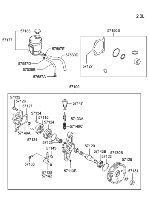 2004 Hyundai Tiburon Reservoir Assembly-Power Steering Diagram for 57150-2C000