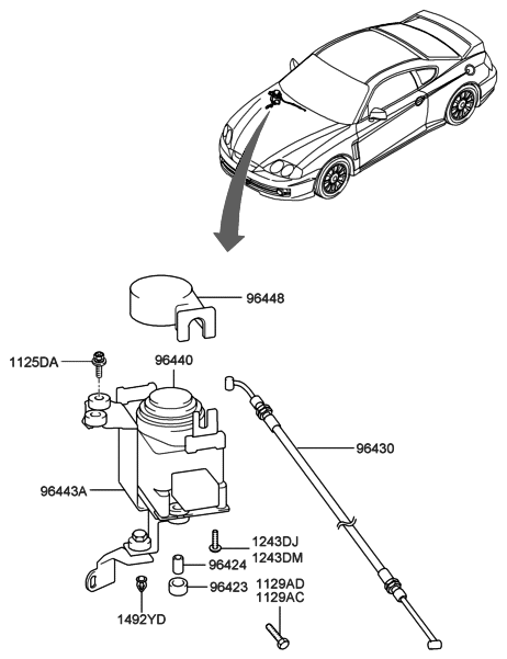 2005 Hyundai Tiburon Actuator Assembly-Cruise Control Diagram for 96440-2C301