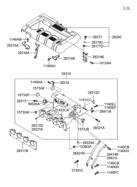 2001 Hyundai Tiburon Cap-Sealing Diagram for 15732-22003