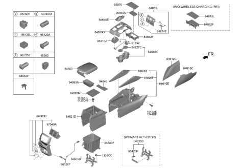 2019 Hyundai Santa Fe Tray Assembly-Floor Console Diagram for 84630-S2020-4X