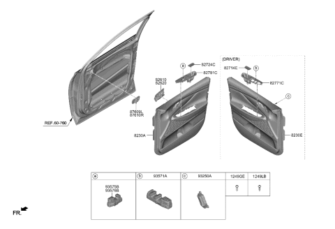 2020 Hyundai Santa Fe Panel Assembly-Front Door Trim,RH Diagram for 82308-S2080-YPJ